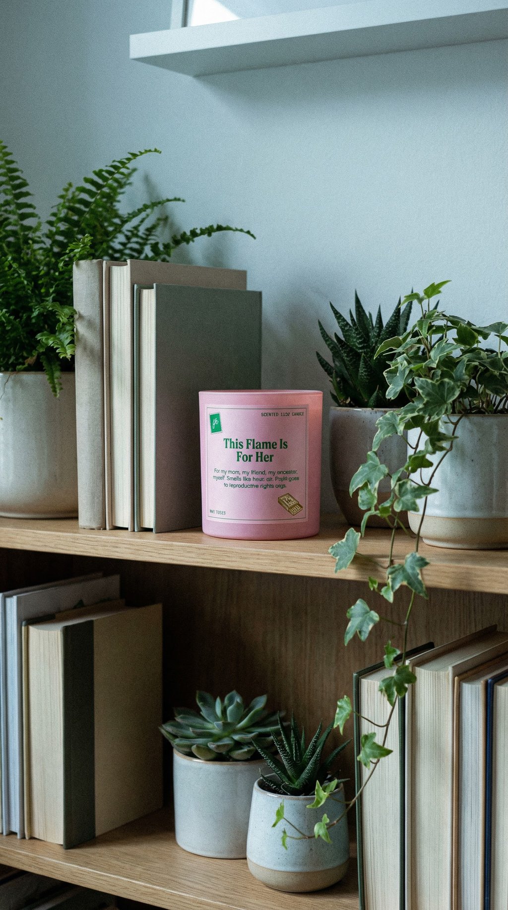 AI product shot of This Flame Is For Her Candle, Glass 11oz | Feminist Reproductive Rights Scented