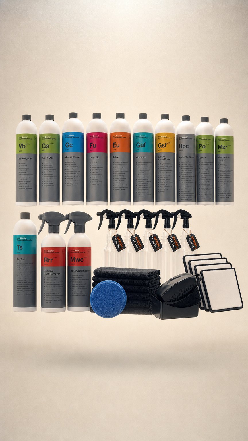 AI product shot of Koch Chemie Komplettpaket Innen & Außen – Das ultimative Auto Pflege Set