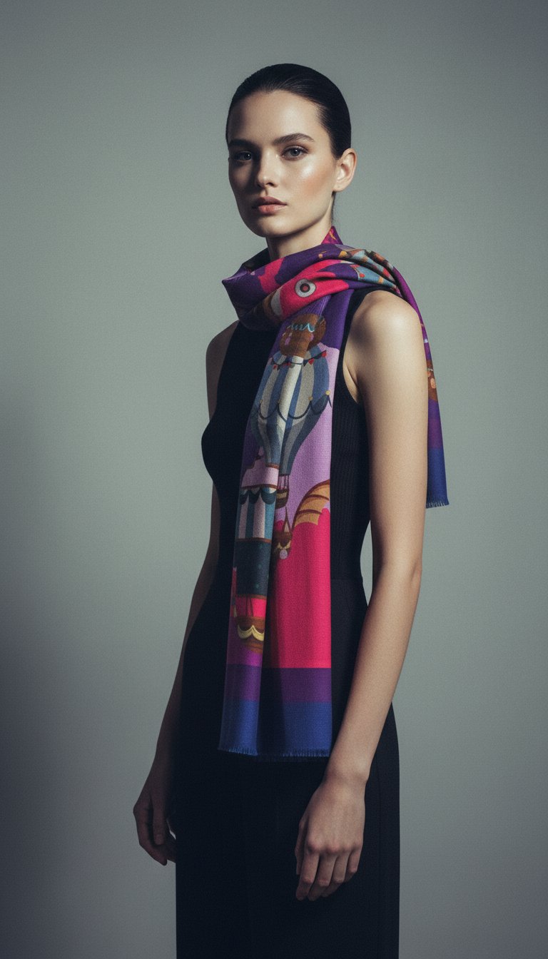 AI product shot of Hot Air Balloon Scarf