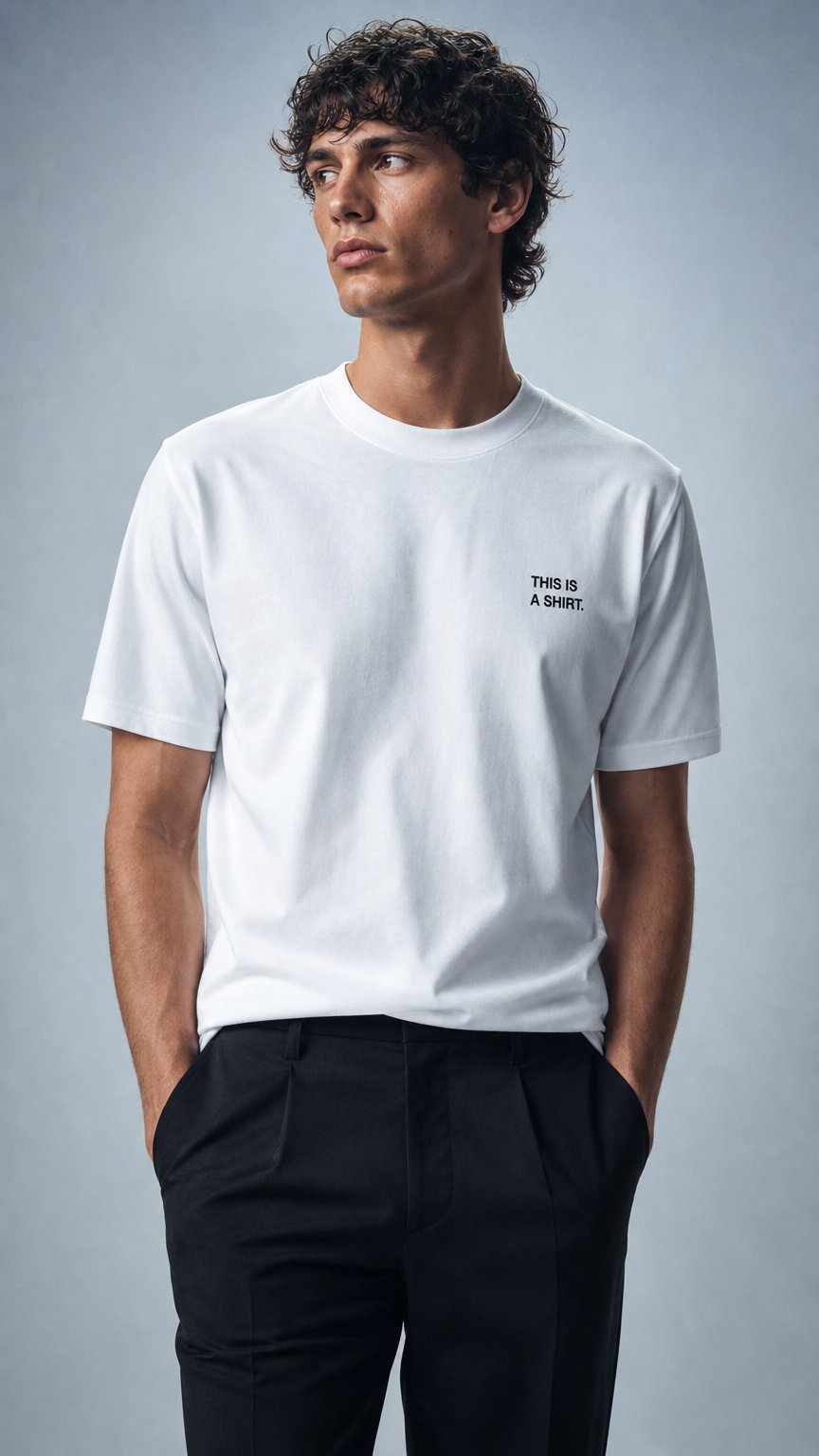AI product shot of THIS IS A T SHIRT.