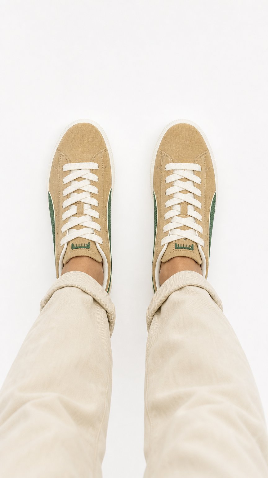 AI product shot of Puma Suede VTG Light Sand/Forest