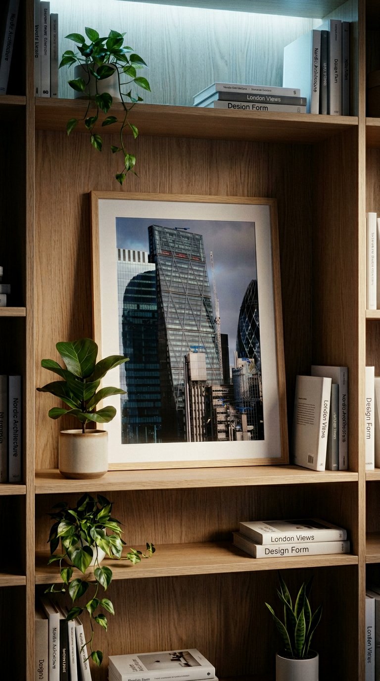 AI product shot of City of London skyscrapers on an atmospheric autumn day - stock photo