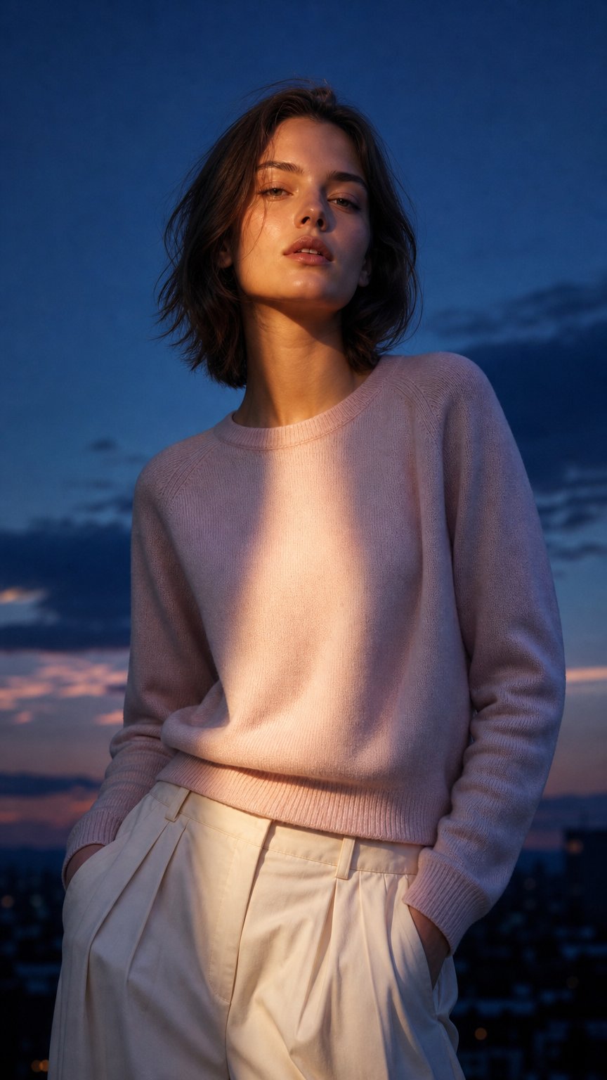 AI product shot of MONA SWEATER DUSTY ROSE