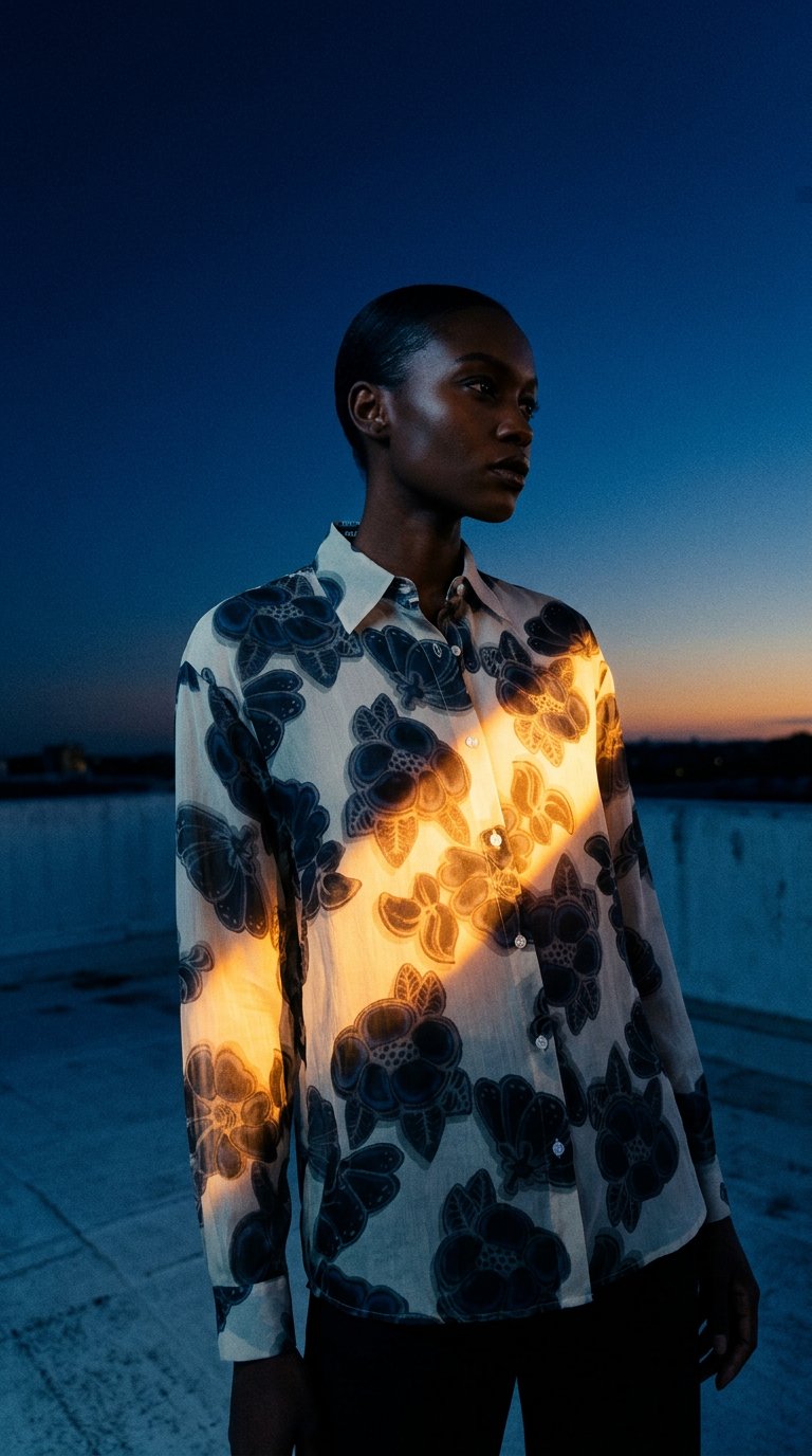 AI product shot of Amara Silk Shirt