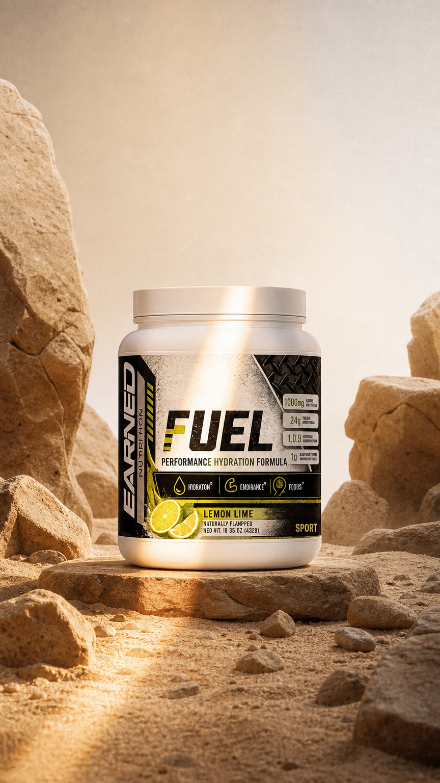 AI product shot of EARNED FUEL — Performance Hydration