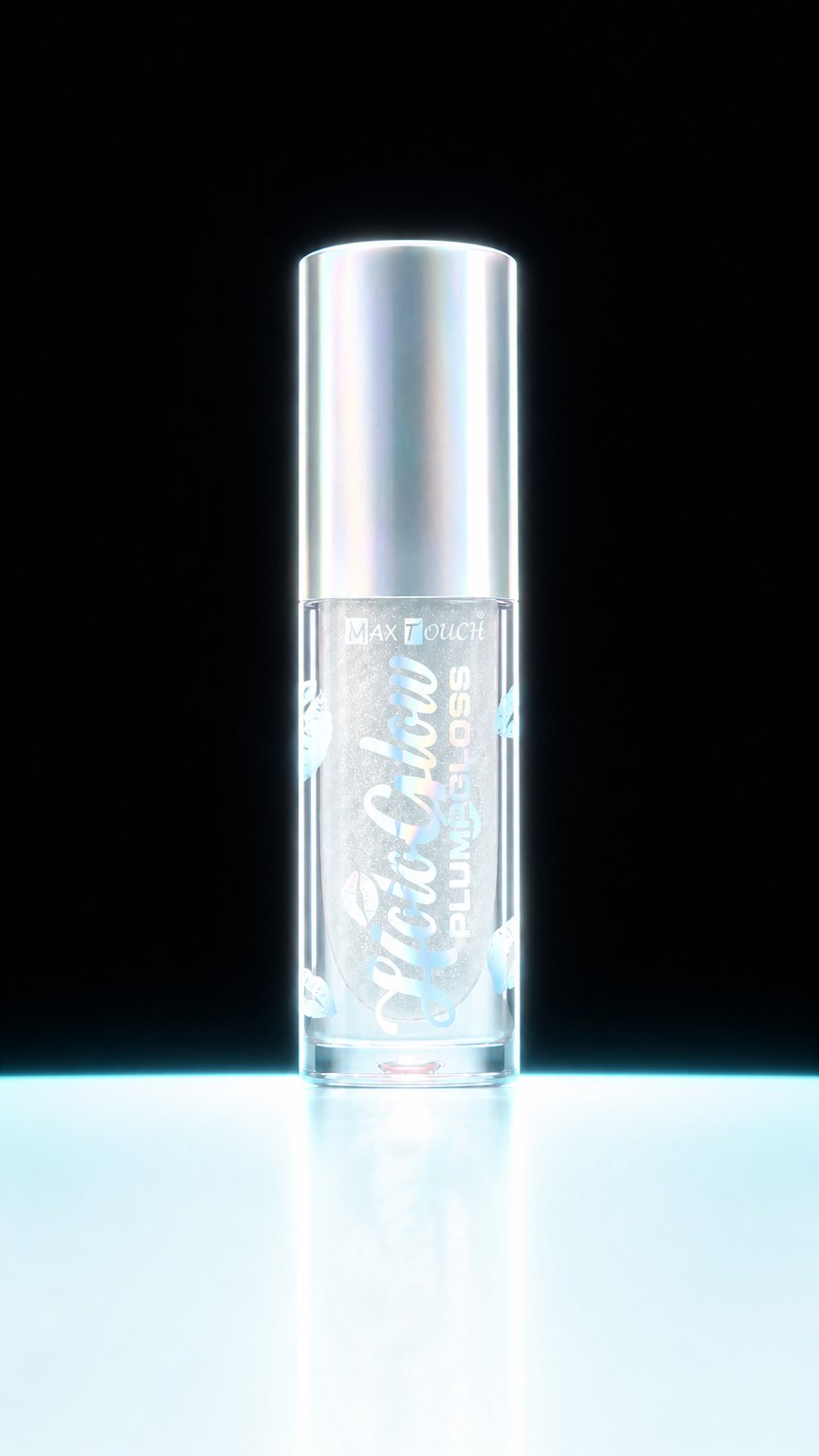 AI product shot of Max Touch HoloGlow Plumping Lip Gloss, Shimmer Finish, Plump Gloss, MT-2580