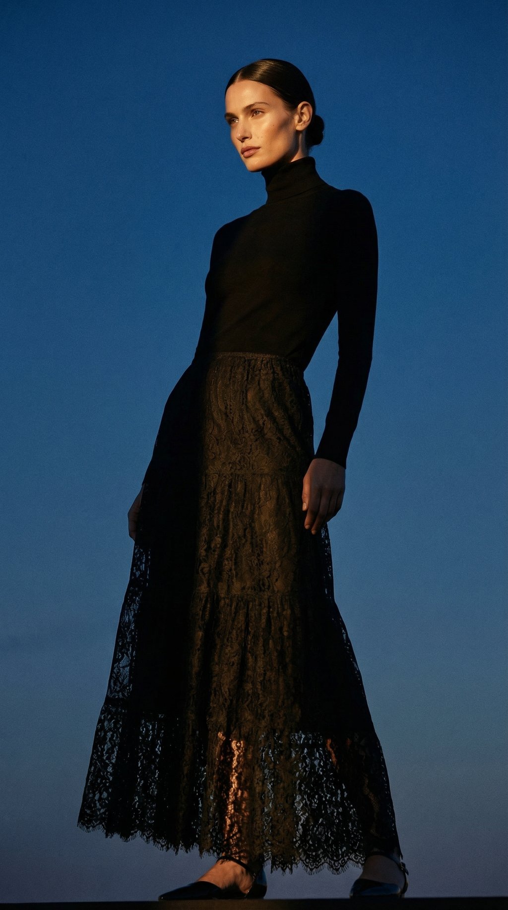 AI product shot of Pure Merino Wool Midi Knitted Skirt