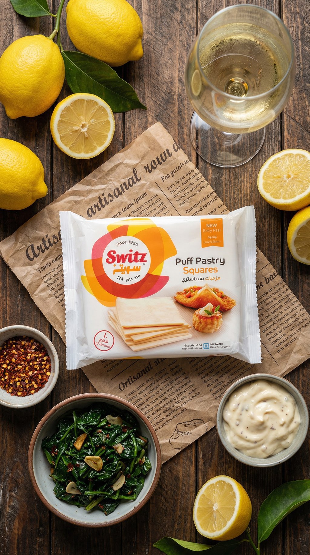 AI product shot of Puff Pastry Square 400g
