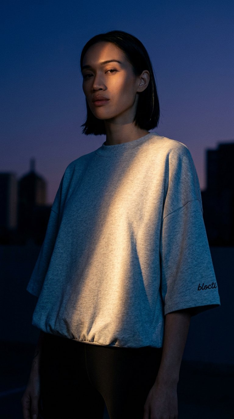 AI product shot of bp ICONIC 022 Tuck Tee Grey