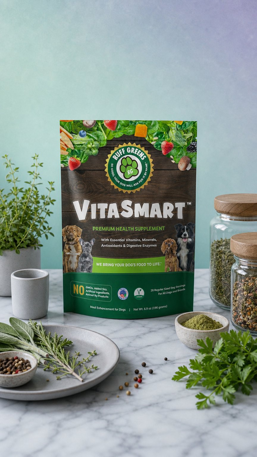 AI product shot of Ruff Greens, VitaSmart