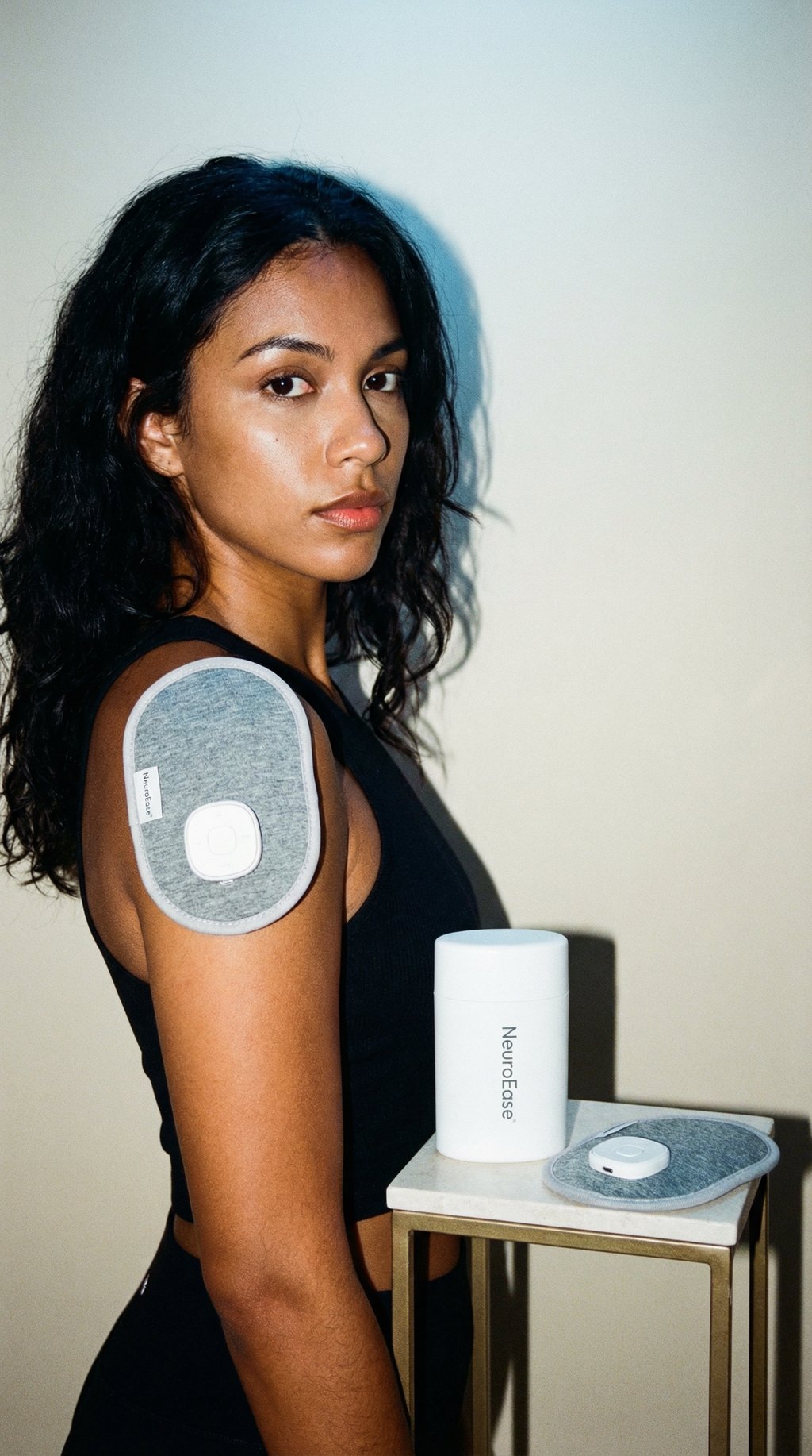 AI product shot of NeuroEase Rechargeable Wireless TENS Unit for Everyday Muscle Comfort