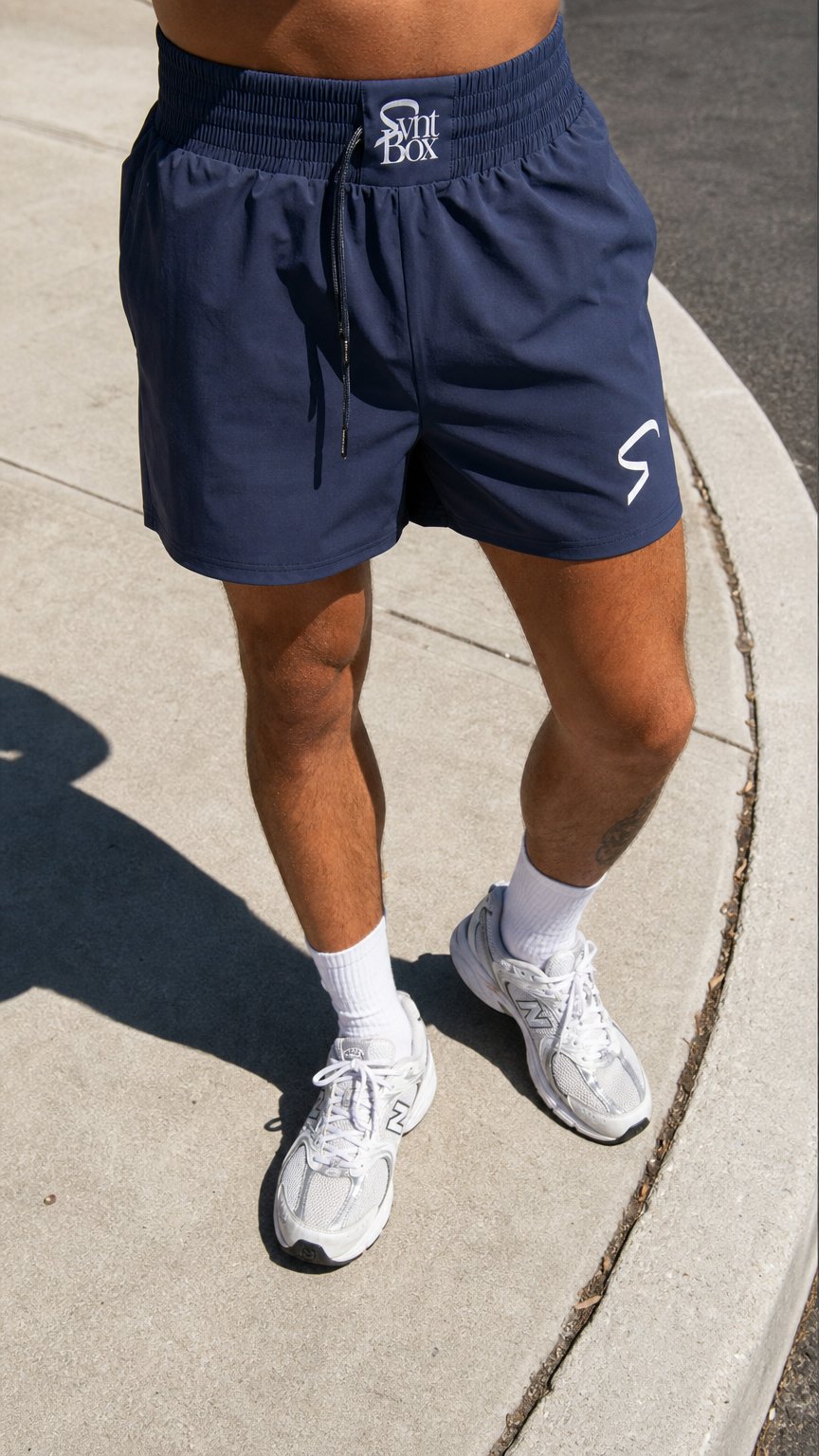AI product shot of SVNTBOX YDKSAB BOXING SHORTS "YOU DONT KNOW SHXT ABOUT BOXING"
