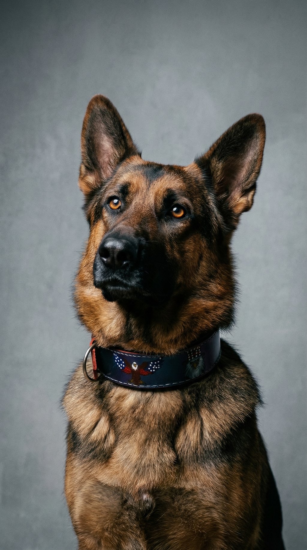 AI product shot of American Eagle Color-Shift Leather Dog Collar