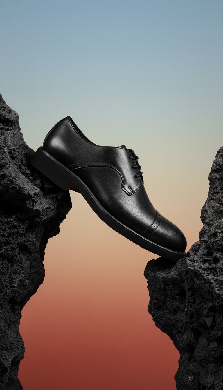 AI product shot of ZAPATO VESTIR BROGUE PIEL NEGRO