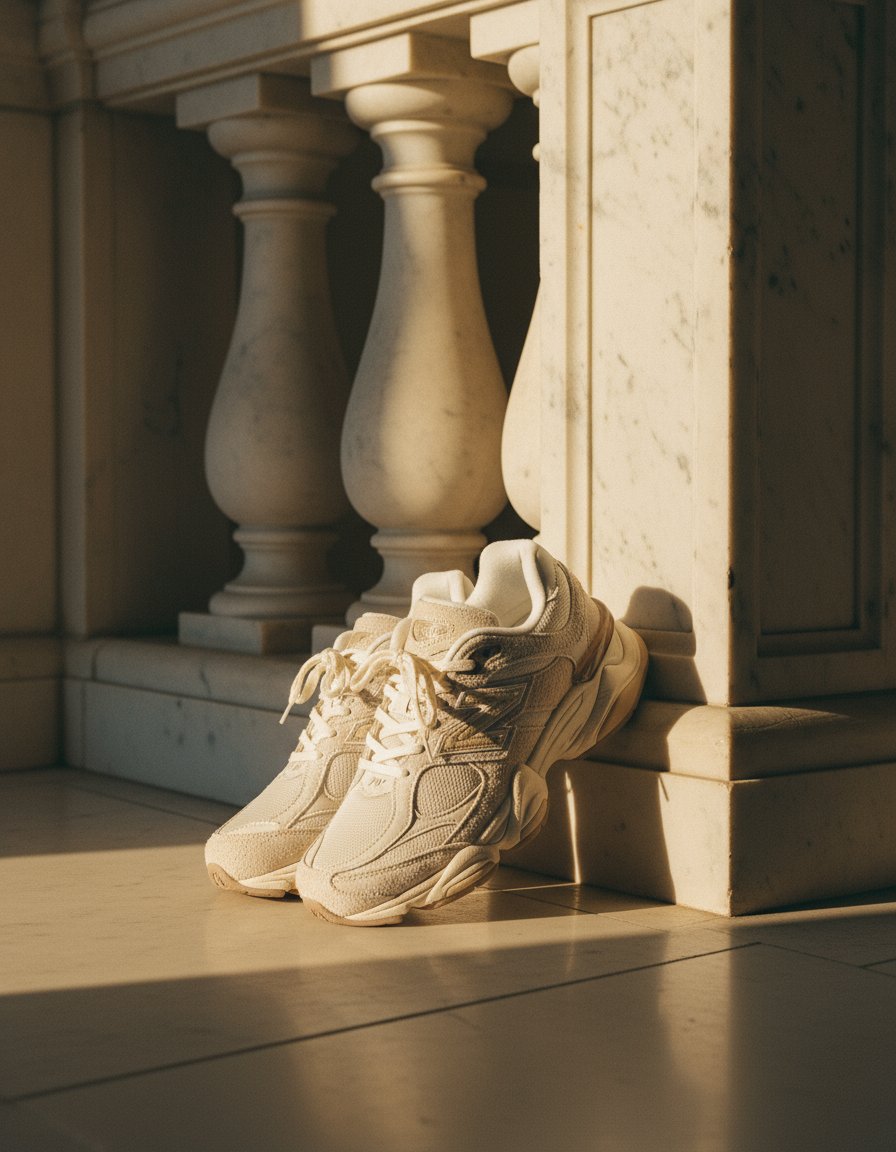 AI product shot of New Balance 9060 Bisque