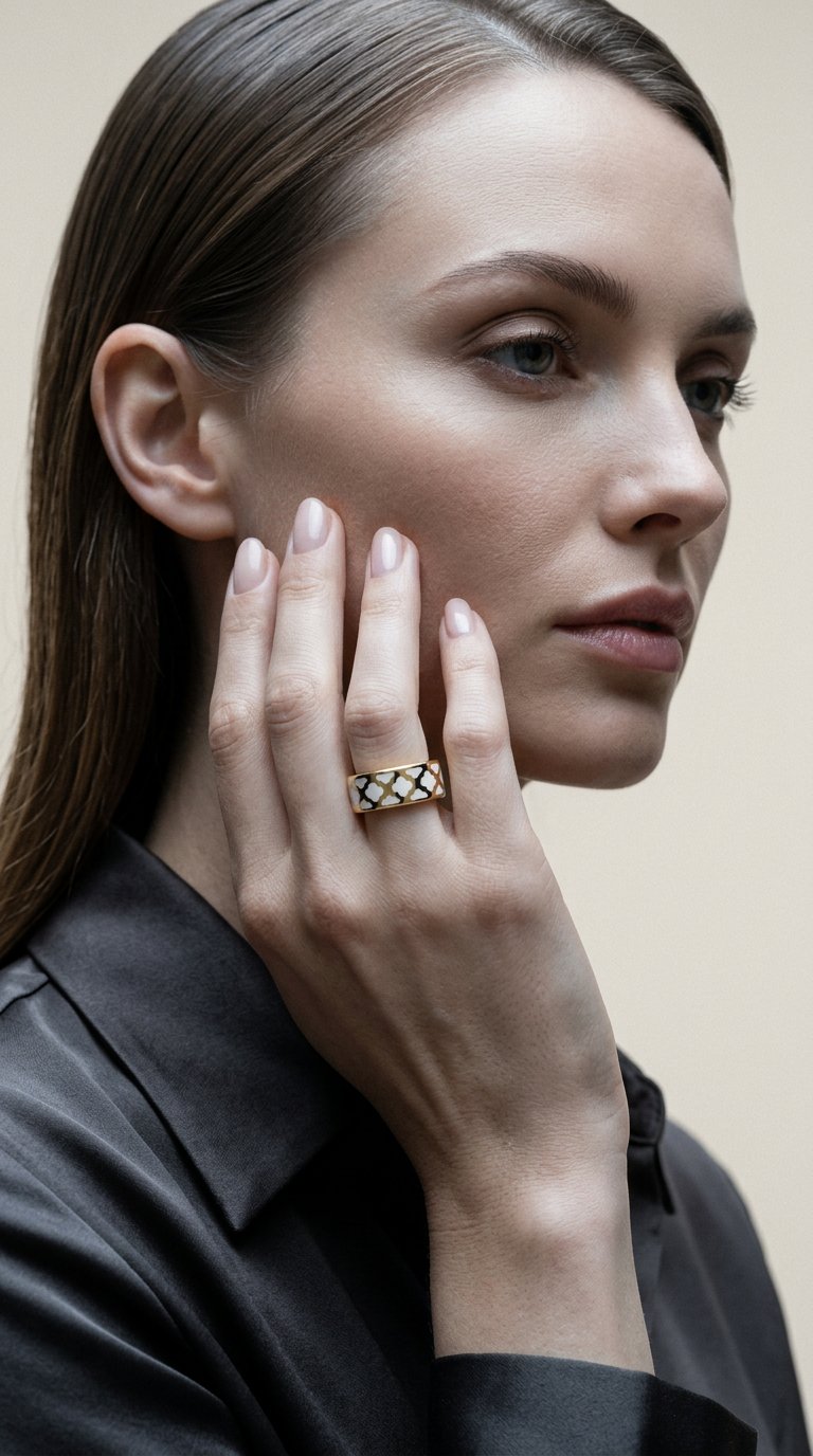 AI product shot of Gold Lattice Effect Smart Ring