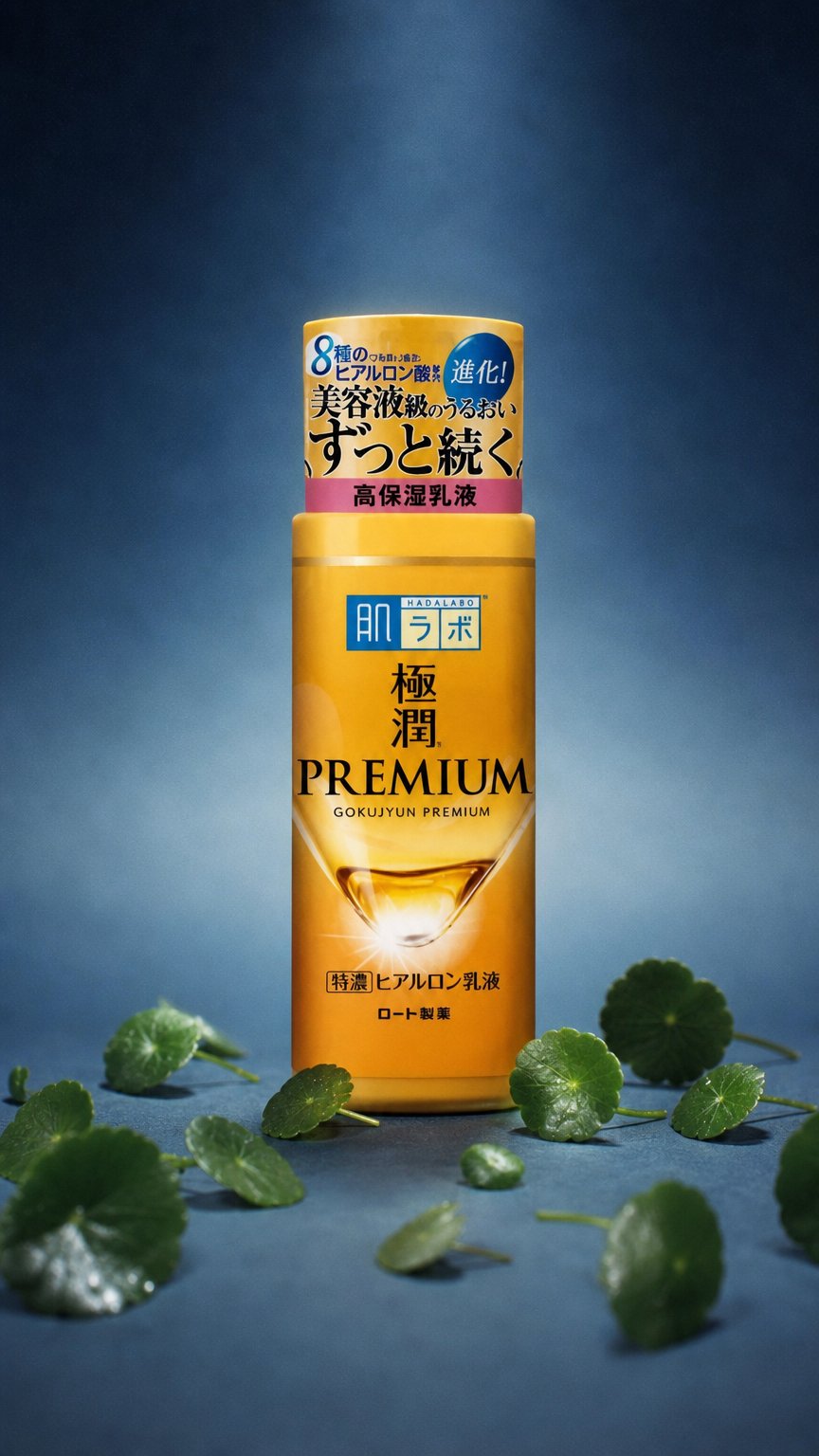 AI product shot of HADA LABO – GOKUJYUN PREMIUM HYALURON EMULSION, 140ml