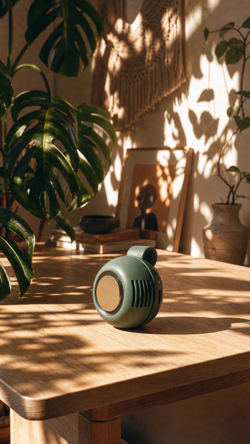 AI product shot of BREEZO Portable Silent Mini Bladeless Fan