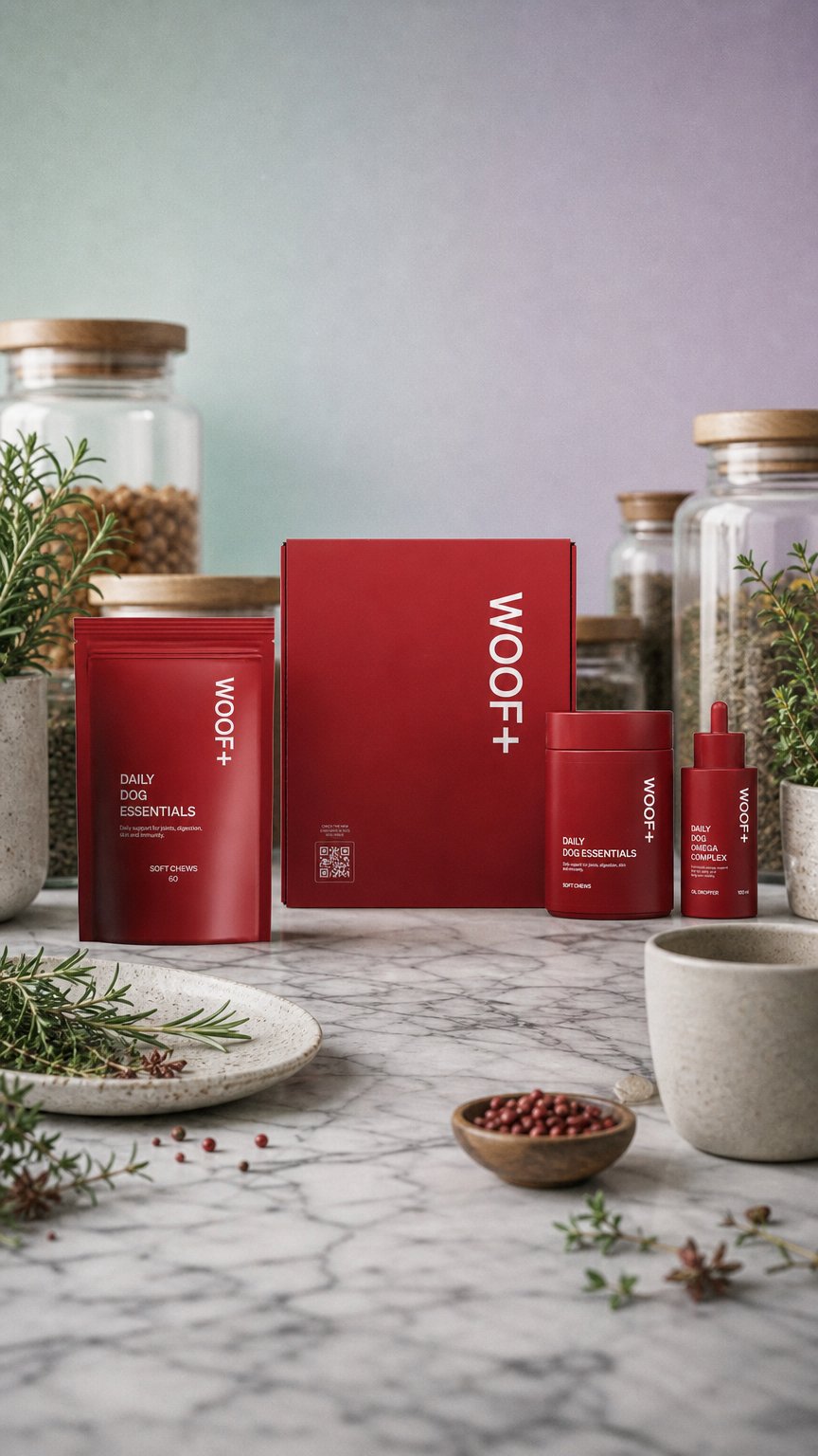 AI product shot of Daily Dog Essentials
