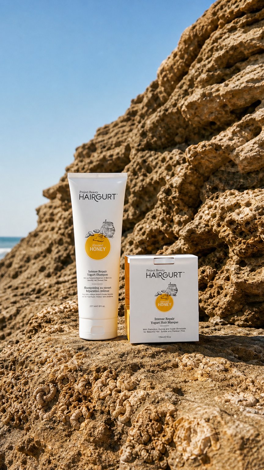 AI product shot of HAIRGURT INTENSE REPAIR SET SHAMPOO AND HAIR MASQUE