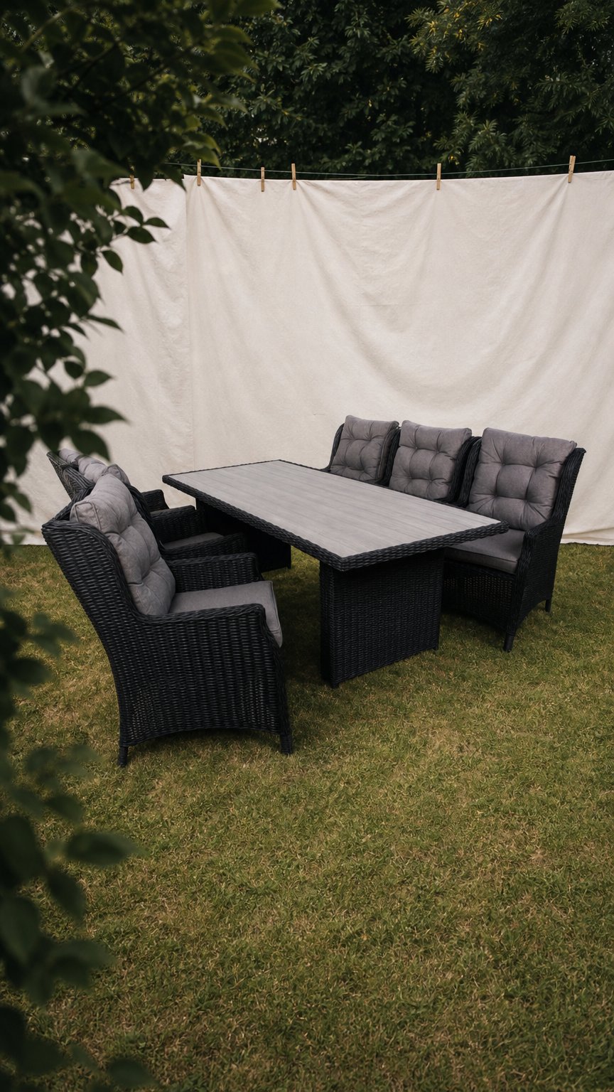 AI product shot of Rio Sort Havemøbelsæt m/6 loungestole - 94x210 cm