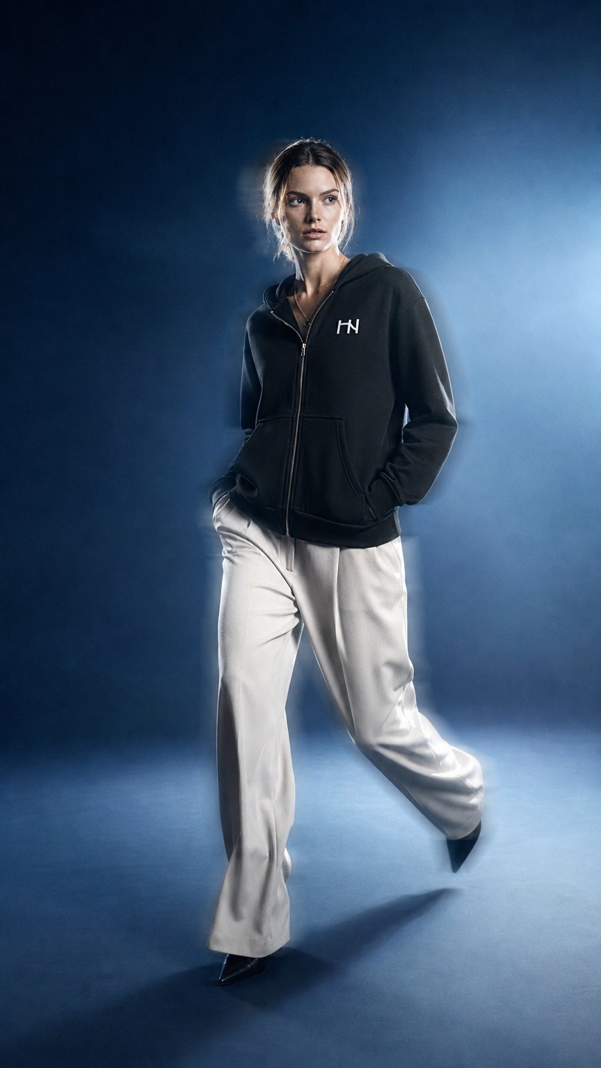 AI product shot of Full Zip Essential Hoodie