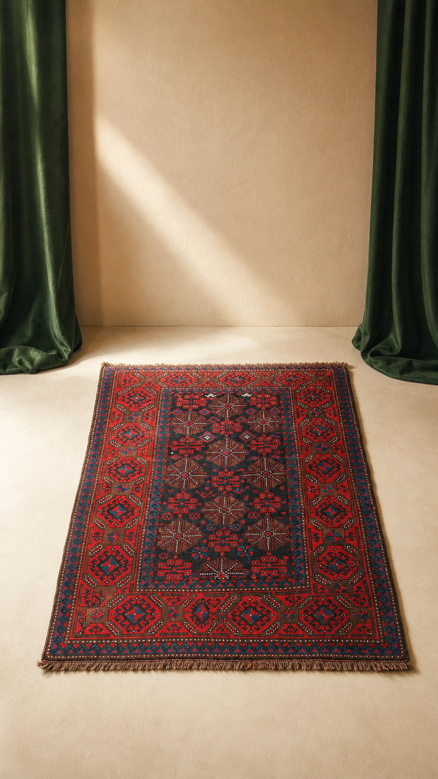 AI product shot of Tribal Rug 200×130 トライバルラグ 26051109