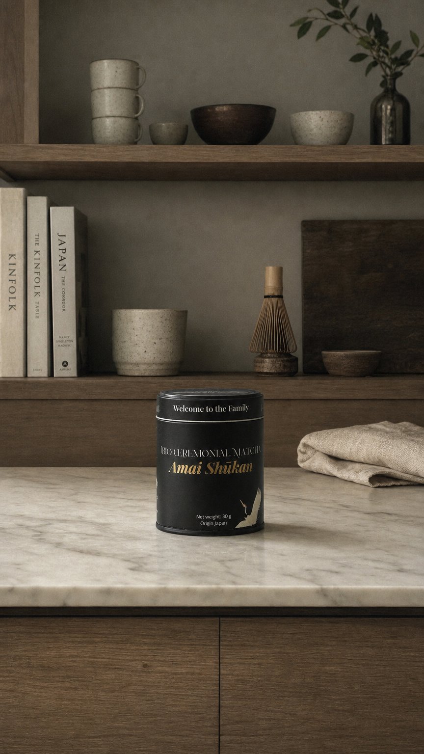 AI product shot of Bio Ceremonial Matcha - Amai Shūkan (DE-ÖKO-006)