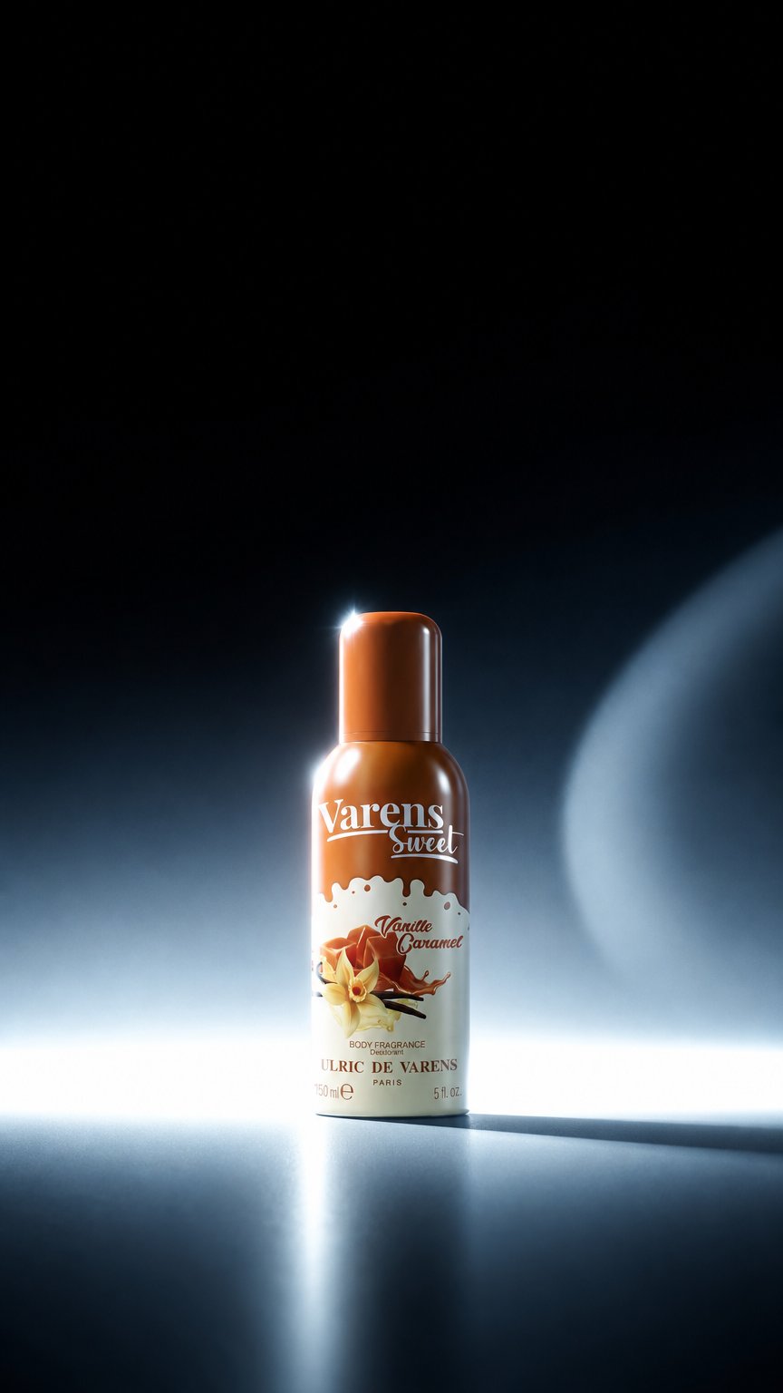 AI product shot of Varens Sweet Vanille Caramel Body Fragrance