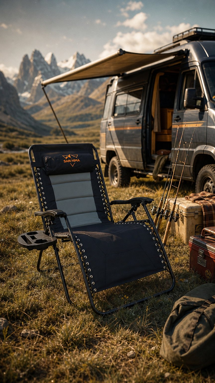 AI product shot of Luxe Opvouwbare Campingstoel – SAN HIMA x LCM Offroad