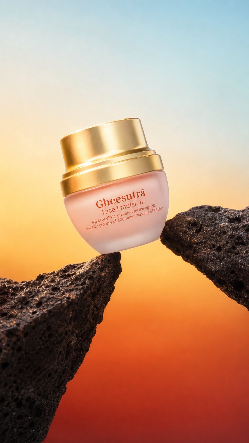 AI product shot of Gheesutra Face Emulsion