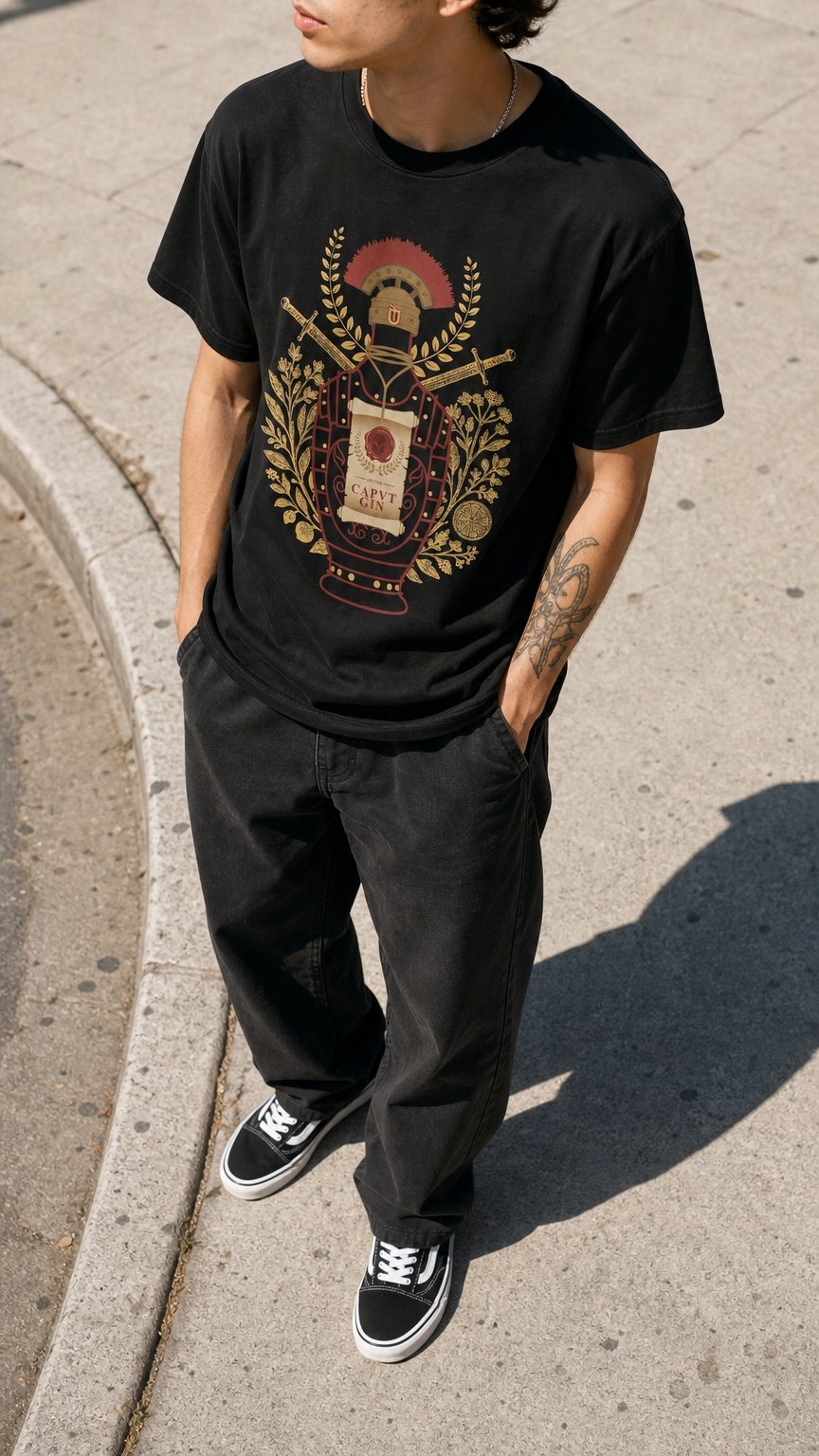 AI product shot of T-SHIRT DRUNK X CAVPT GIN