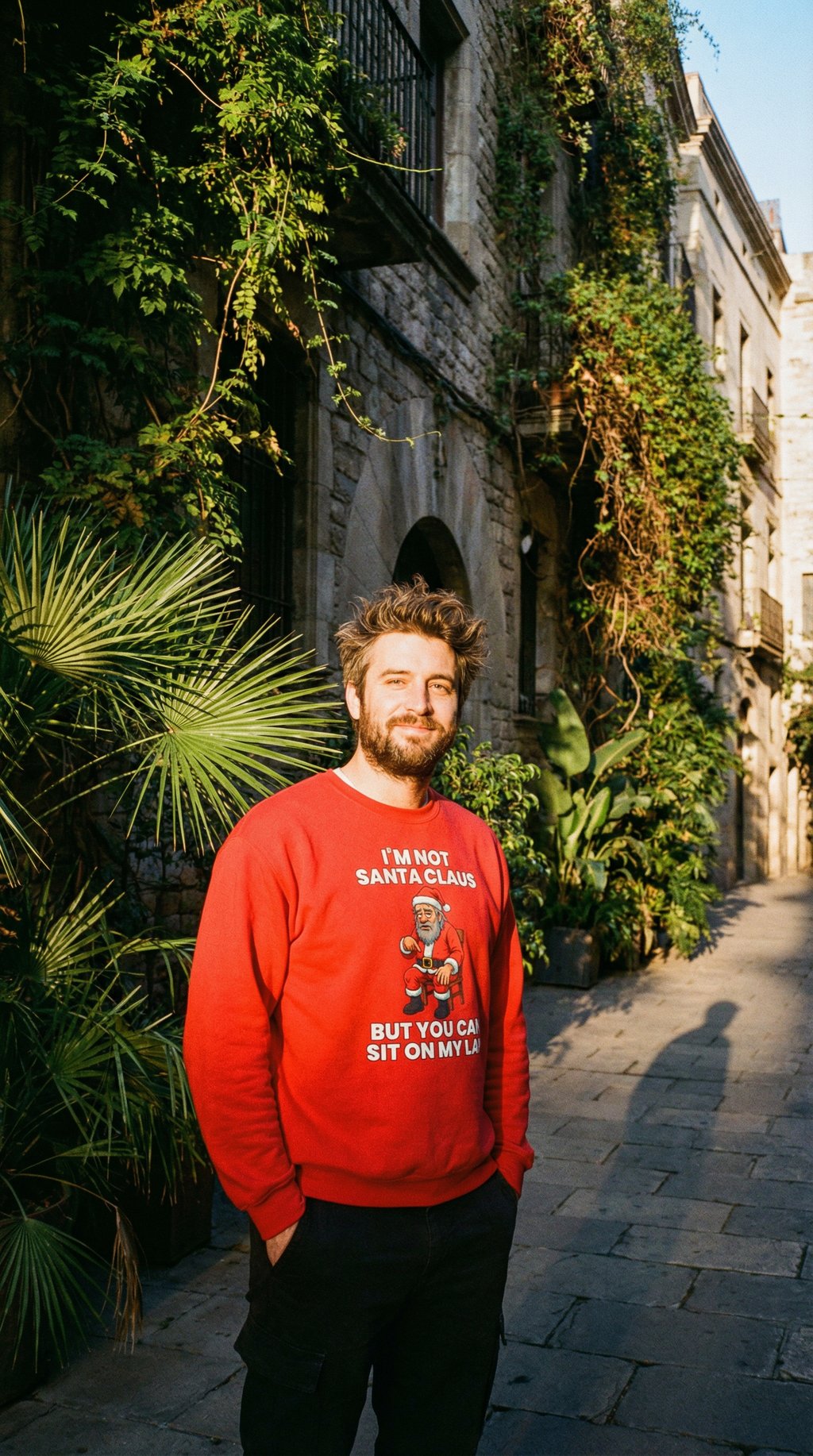 AI product shot of I'M NOT SANTA CLAUS CHRISTMAS SWEATER