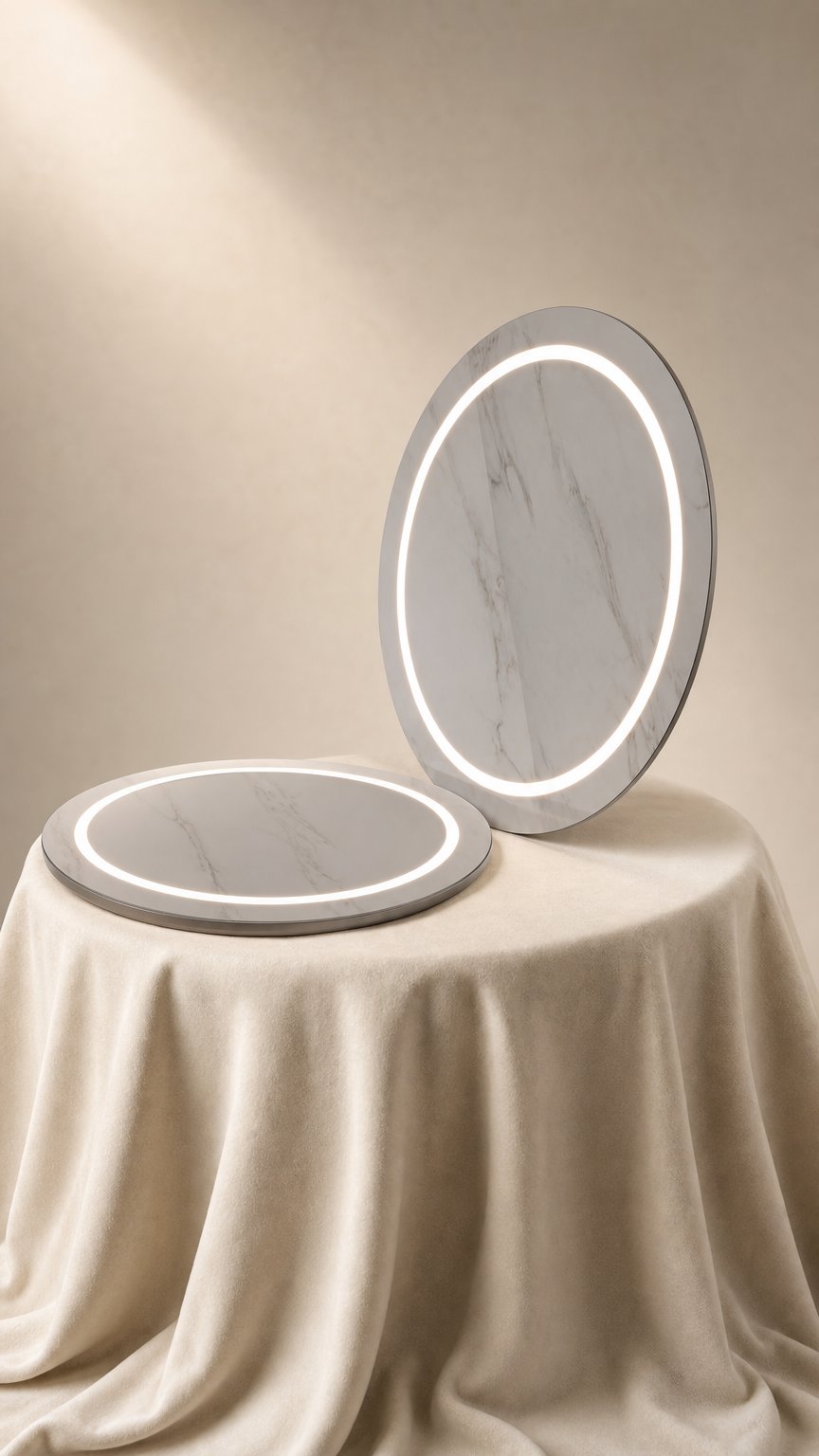 AI product shot of Dimmable Lighted Mirror Round Harmony 36 X 36
