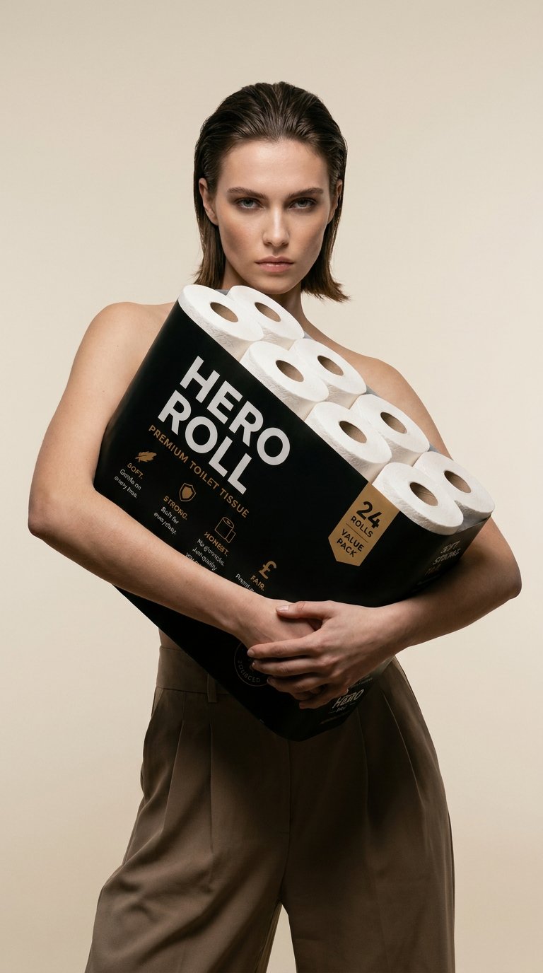 AI product shot of Hero Roll Premium Toilet Tissue