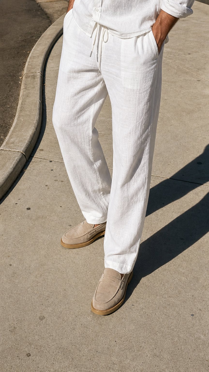 AI product shot of MILANO LINEN SET - WHITE