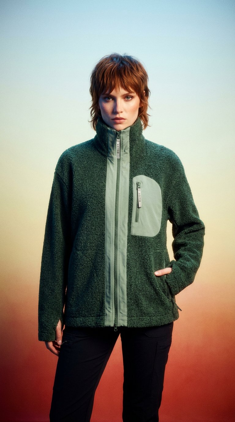 AI product shot of Minna Wool Fleece Jacket Green