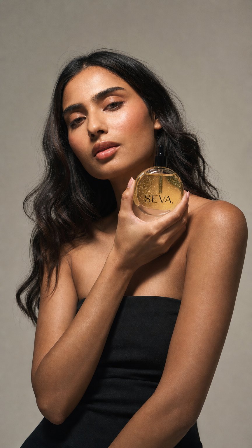 AI product shot of SEVA Hair Oil — For Stronger, Healthier Hair 50ml