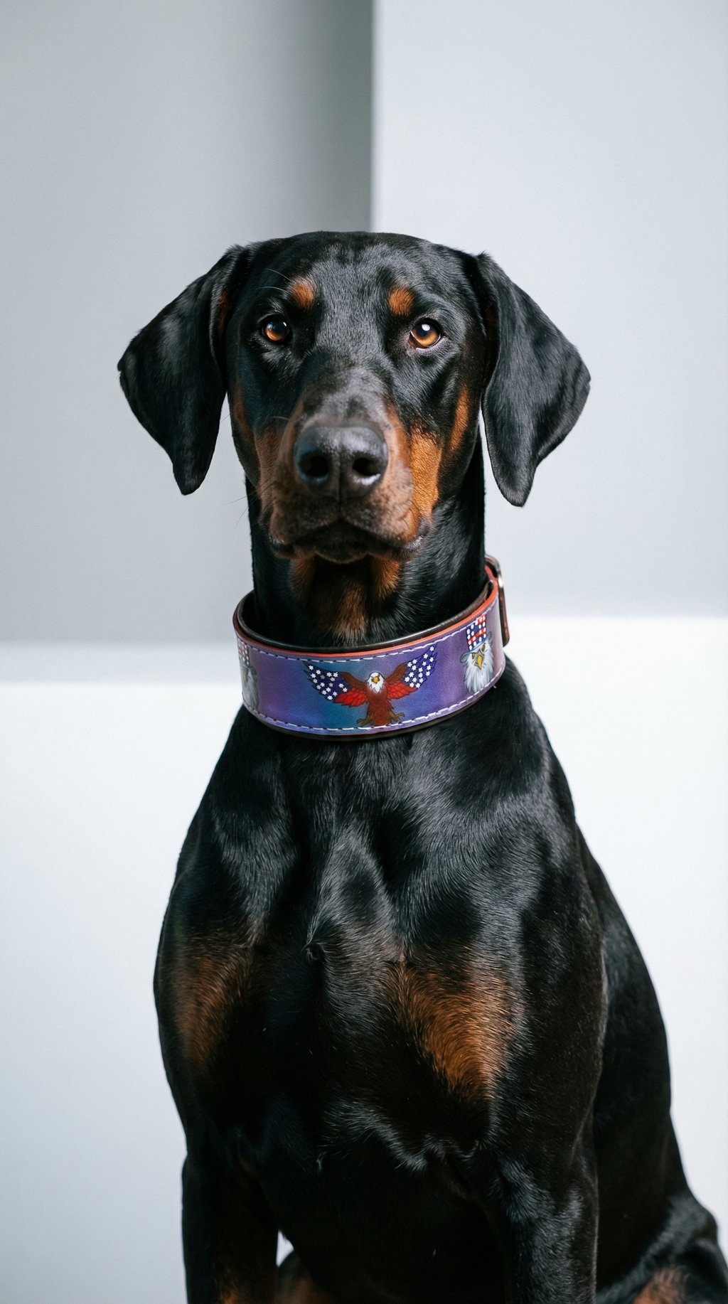 AI product shot of American Eagle Color-Shift Leather Dog Collar