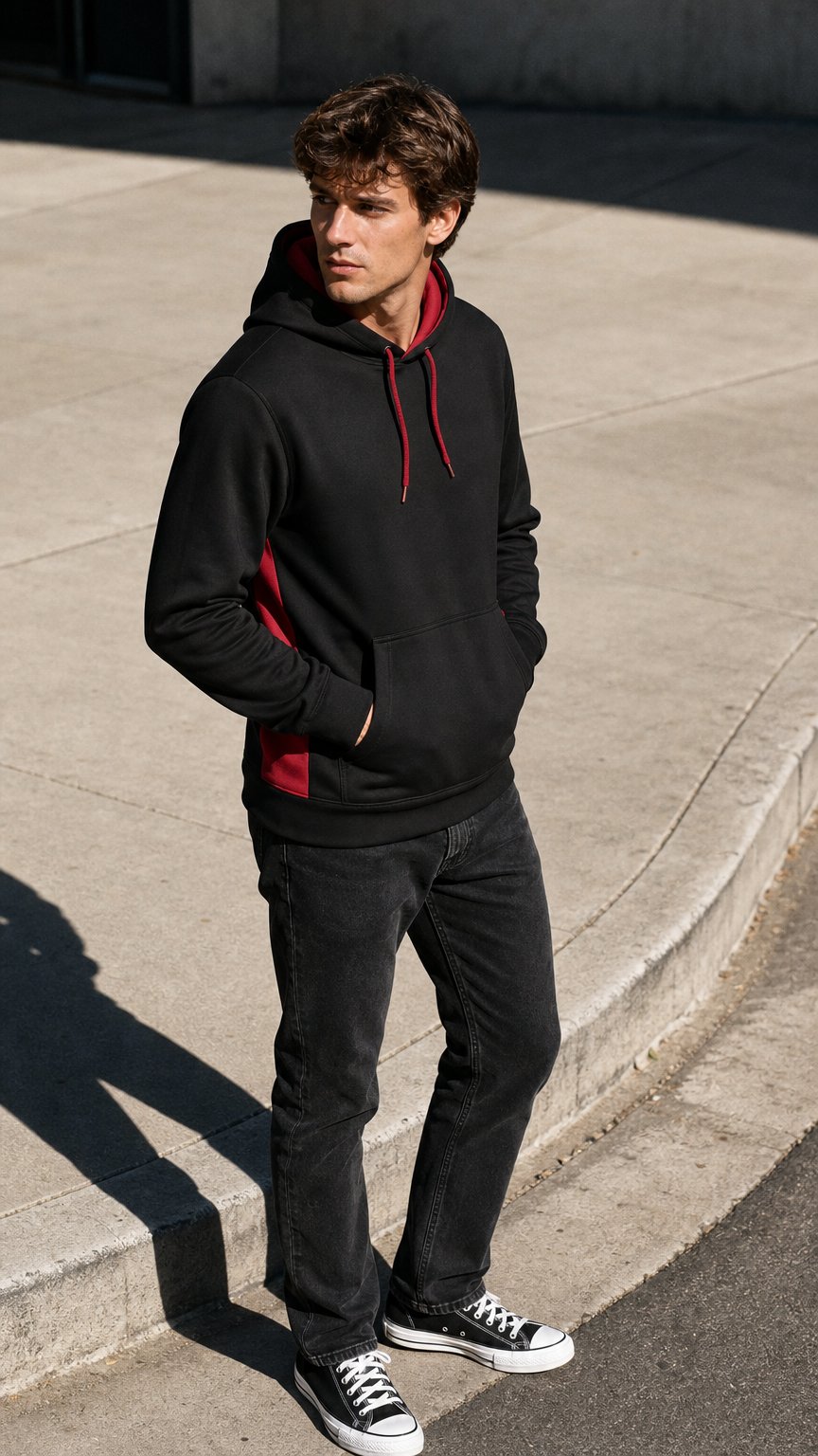 AI product shot of Sport-Tek Sport-Wick Fleece Colorblock Hooded Pullover