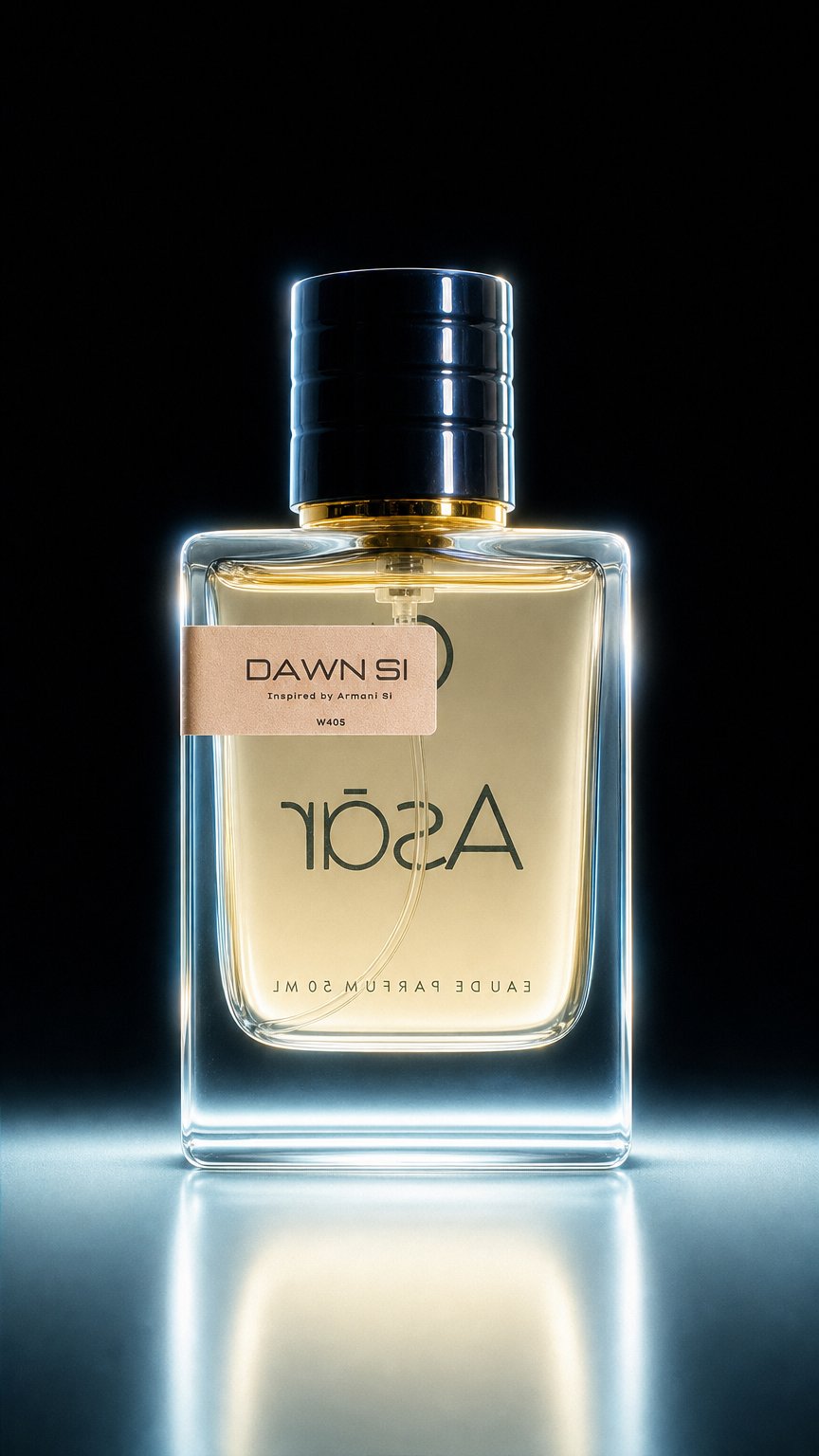 AI product shot of Dawn Si (Inspired by Armani Si Passione)