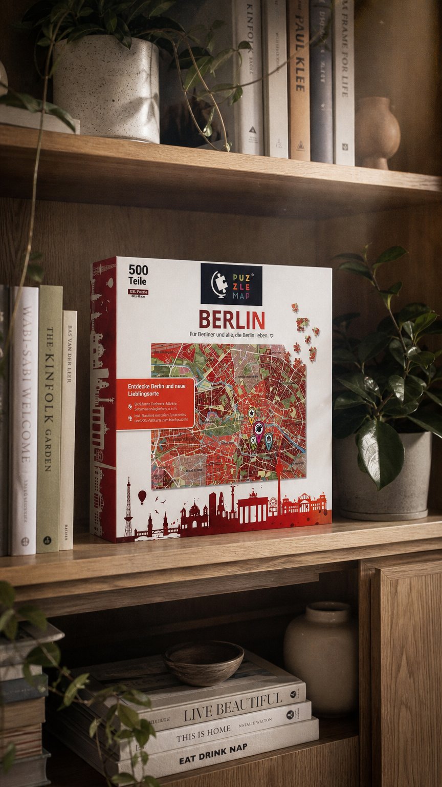 AI product shot of PuzzleMap Berlin - 500 Teile Stadtplan Puzzle