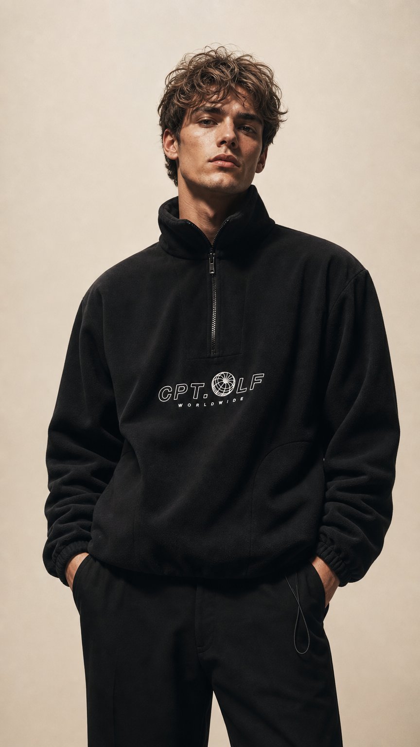 AI product shot of CPT. OLF WORLDWIDE 1/4 ZIP FLEECE