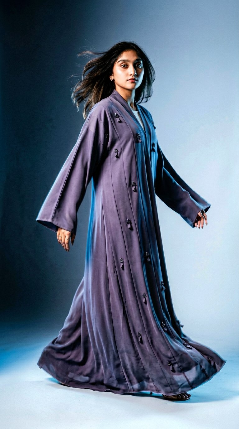 AI product shot of Nergiz abaya NRUS4040