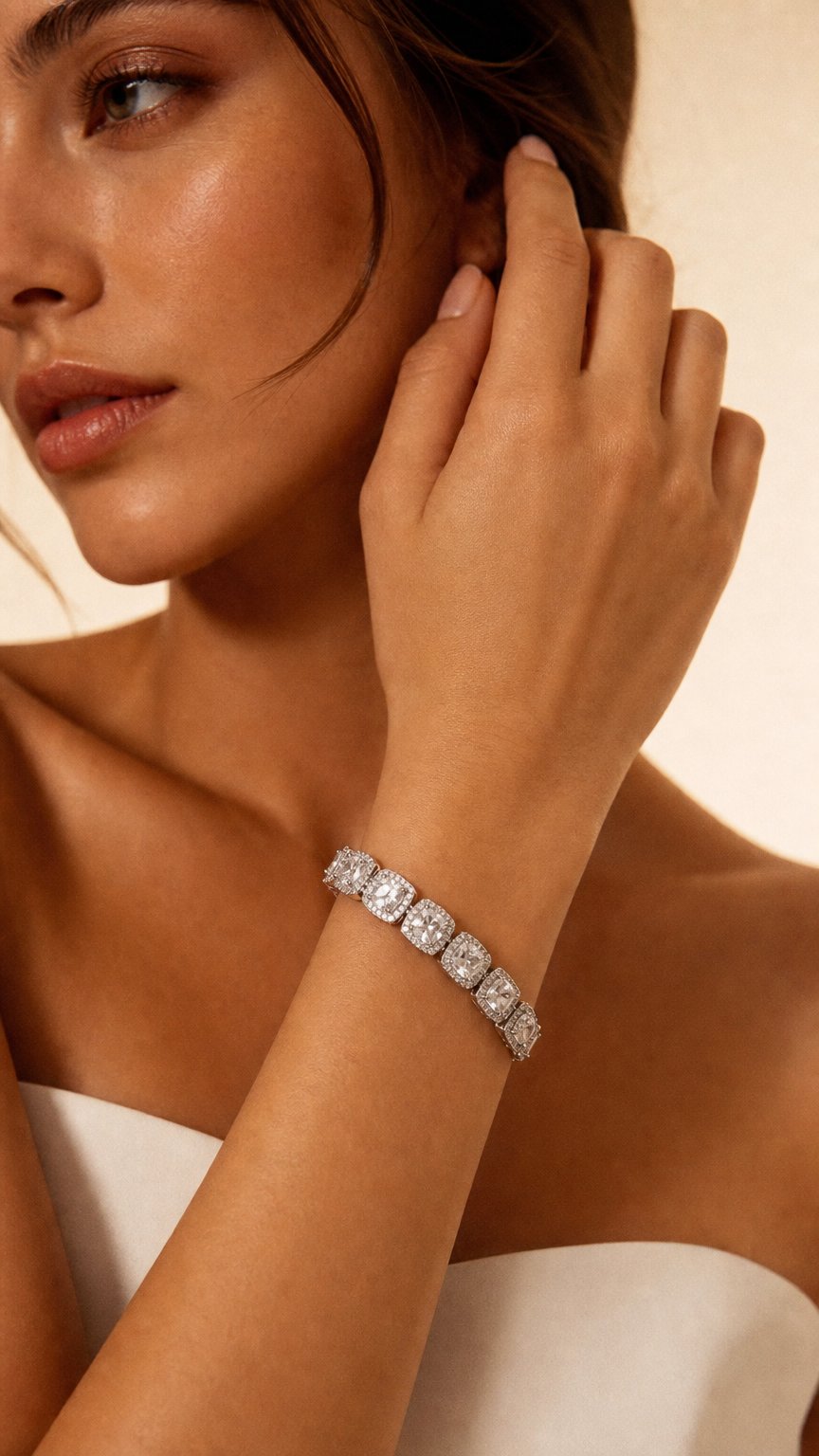 AI product shot of 18K White Gold Bracelet
