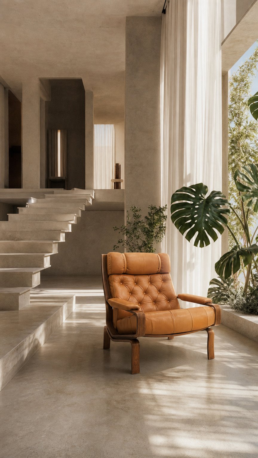 AI product shot of Leather Lounge Chair ‘Palermo’ by Pethrus Lindlöf, 1970