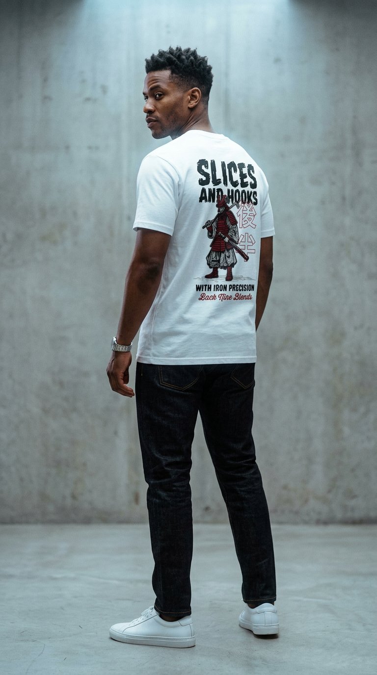 AI product shot of Slices and Hooks Tee