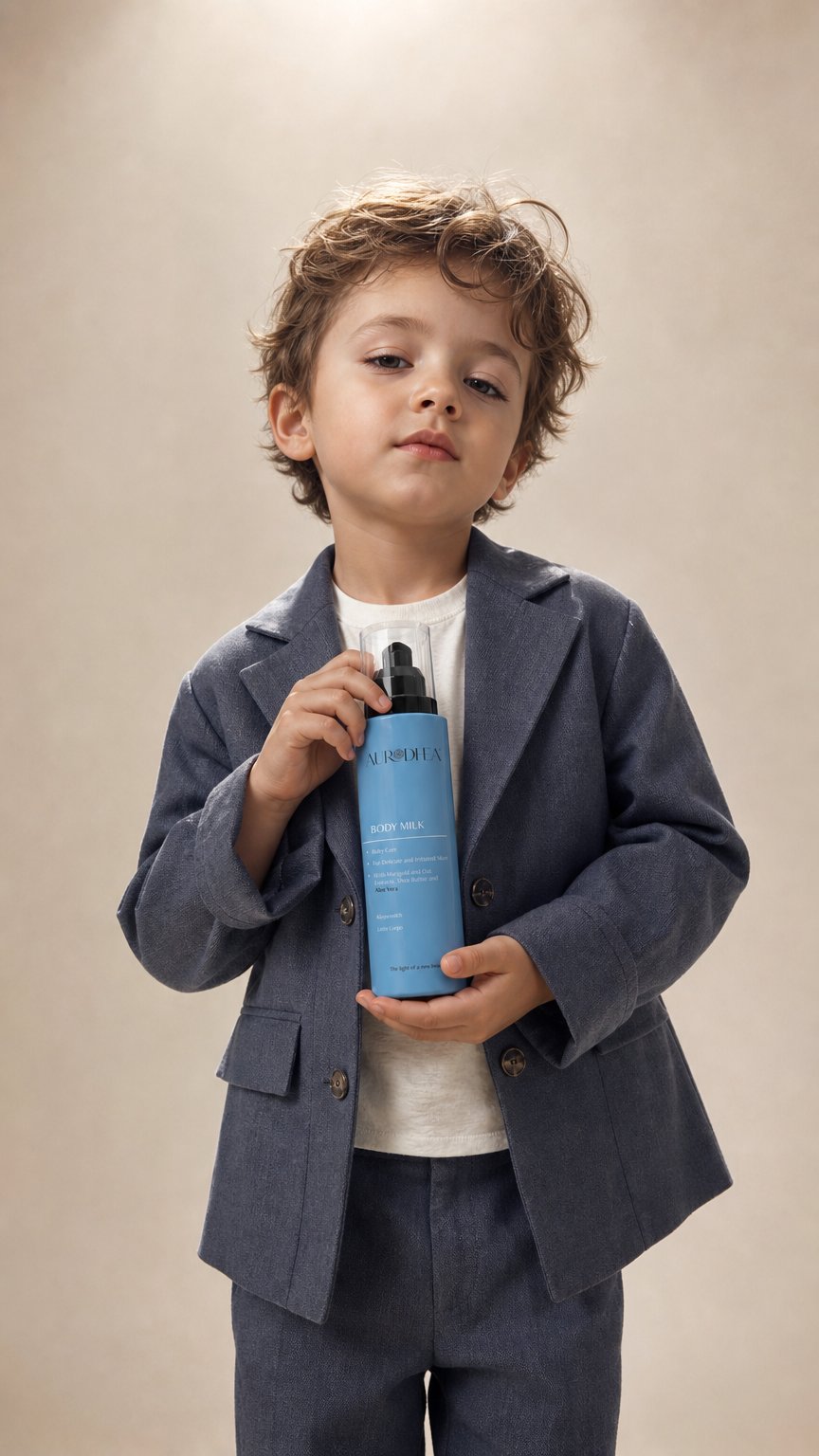 AI product shot of Lait corporel bébé