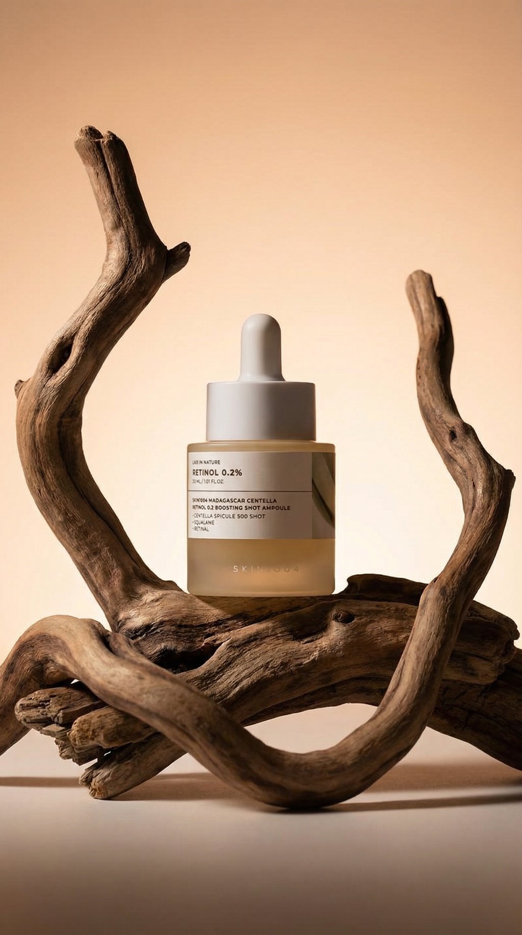 AI product shot of SKIN1004 Madagascar Centella Retinol 0.2 Boosting Shot Ampoule