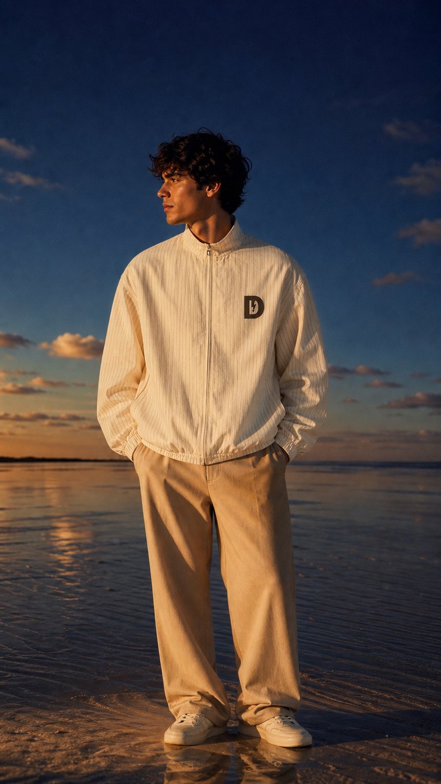 AI product shot of Unisex Striped Full-Zip Track Jacket